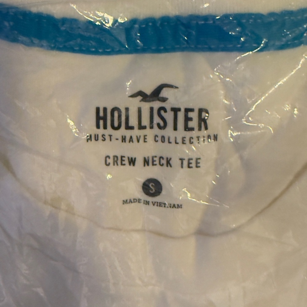 Hollister White Tee with Blue Trim
